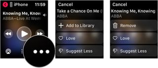 To use the playback controls on Apple Watch, tap the ... icon and make your selection