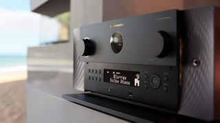 Marantz Cinema 30 AV receiver with the front flap up in a Sydney beach room