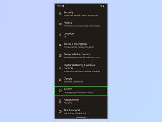 A screenshot showing the steps required to update Android