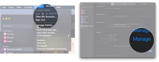 Cancel Apple Music subscription on Mac by showing: Click View My Account, click Manage