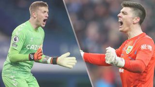 Everton vs Burnley live stream — Jordan Pickford of Everton and Nick Pope of Burnley