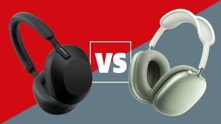 Black Sony WH-1000XM5 vs green AirPods Max graphic