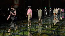 Prada runway show finale. The brand will show its latest collection as part of Women’s Fashion Week S/S 2025 this September