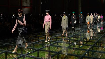 Prada runway show finale. The brand will show its latest collection as part of Women’s Fashion Week S/S 2025 this September