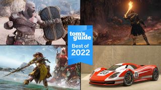 Screenshots from God of War Ragnarok, Elden Ring, Horizon Forbidden West, and Gran Turismo 7