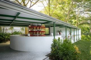 Exterior of AIR, surrounded by lush greenery