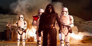 Kylo and Stormtroopers in The Force Awakens