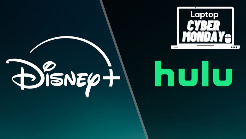 Disney Plus and Hulu logos with a Cyber Monday deals banner