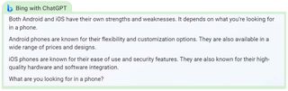 Bing with ChatGPT answers compared with Google Bard