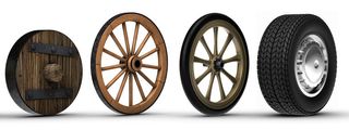 Wheels were invented circa 3,500 B.C., and rapidly spread across the Eastern Hemisphere.