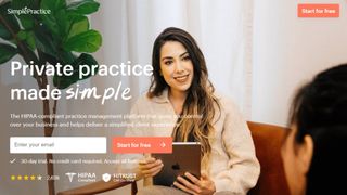 SimplePractice website screenshot.