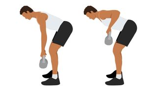 Kettlebell bentover row vector against white backdrop