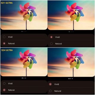 Galaxy S24 Ultra screen has a washed out "vivid" profile compared to the S21 Ultra