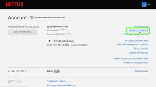 how to change Netflix password desktop