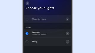 Philips Hue app choosing lights