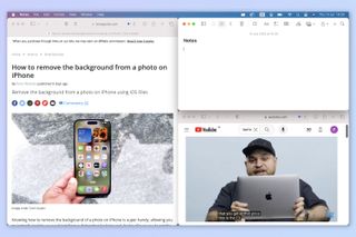 A screenshot showing how to snap windows on Mac