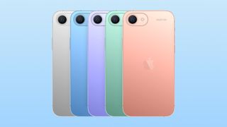 iPhone SE 3 concept on a blue background