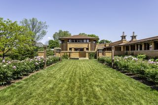 martin house and courtyard by frank lloyd wright in buffalo