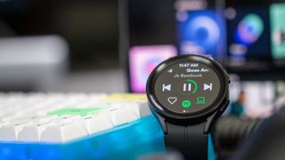 Spotify app open on Samsung Galaxy Watch 5 Pro