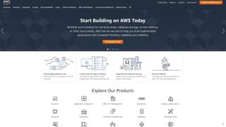 AWS' homepage