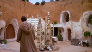 The exterior of the Hôtel Sidi Driss, dressed to be Luke's home at the beginning of Star Wars