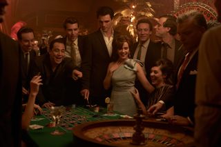 Priscilla film still with Cailee Spaeny as Priscilla in a casino