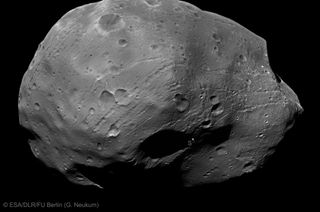 Mars' largest moon Phobos, as seen during a recent flyby performed by the European spacecraft Mars Express.