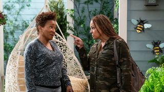 (L to R) Wanda Sykes as Lucretia, Kim Fields as Regina in episode 201 of The Upshaws