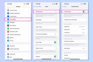 A screenshot showing the steps required to turn on Assistive Touch on iPhone