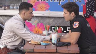 Carlos and T.K. in 9-1-1: Lone Star Season 5 premiere