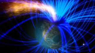 On the day side of Earth, magnetic reconnection funnels material and energy from the sun into Earth's magnetic environment.