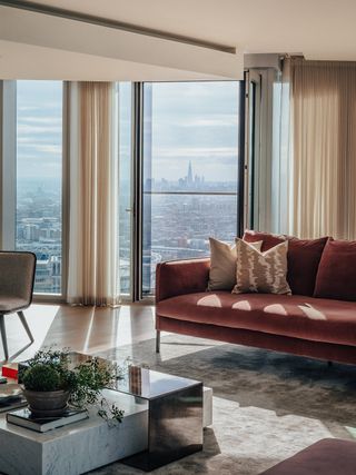 manhattan loft gardens penthouse interior with sofa