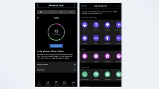 menstrual tracking on the Garmin Connect app