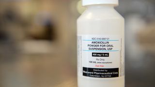 Suspension of the common antibiotic Amoxicillin Trihydrate.