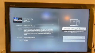 Apple TV confirmation screen