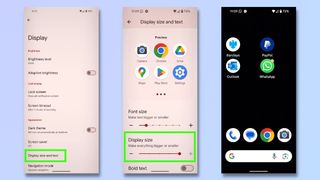 Screenshot showing how to make App icons bigger on an Android phone