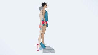 an illustration of a woman doing calf raises