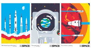 A tryptic of posters celebrate NASA's, Apollo's and Space.com's big anniversaries this year. You can download them for free online.