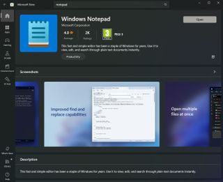 Notepad updated for Windows 11