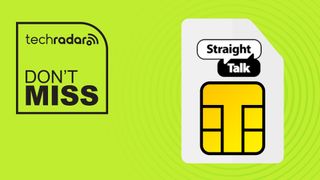 Straight Talk branded SIM on green background with don't miss text overlay