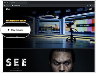 To watch Apple TV+ on the web, click Play Next, or select Go to Show for more series or movie information.