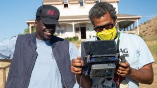 Jordan Peele and Daniel Kaluuya on the set of Nope