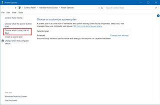 Choose what closing the lid does option