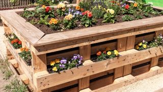 Wooden pallet garden bed