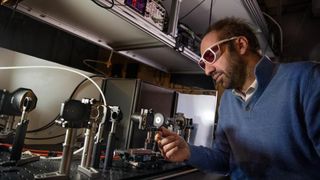 Stefano Bonetti in his lab at Stockholm University