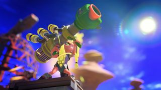 Splatoon 3 Turf War battle showing Inkling using their Special weapon