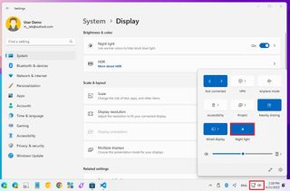 Quick Settings Night light button