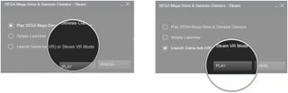Click Launch Game hub (VR) in Steam VR Mode. Click Play.