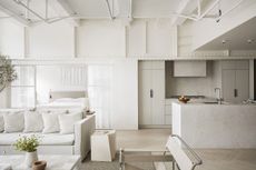 Wharf Apartment white interior with kitchen