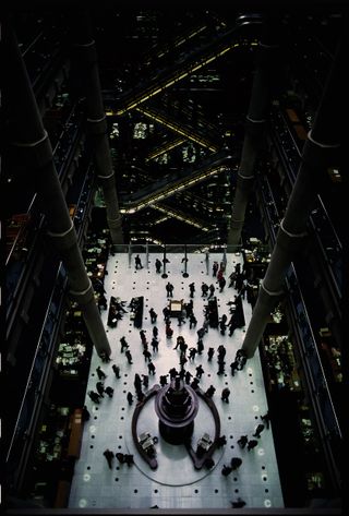 The trading floor at Lloyd’s of London, designed by Richard Rogers and completed in 1986.